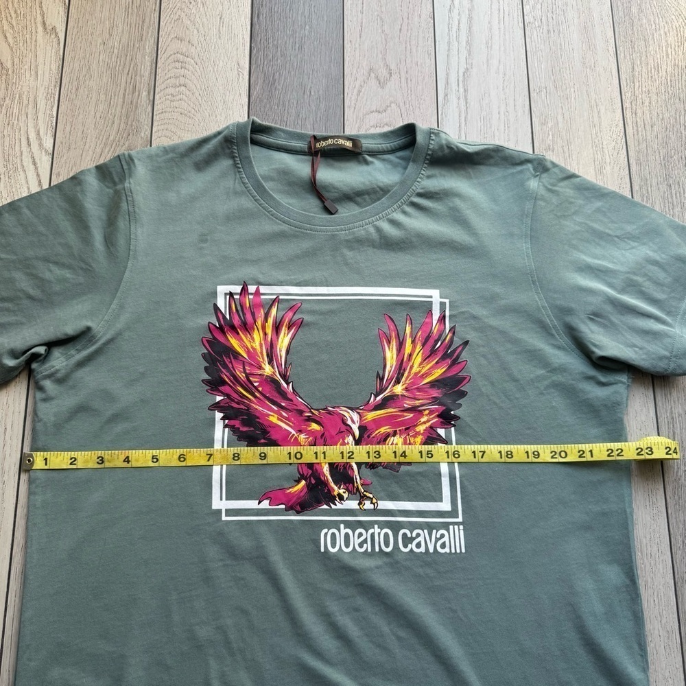 Roberto Cavalli Green and Pink Short Sleeve Tee - Picture 5 of 6